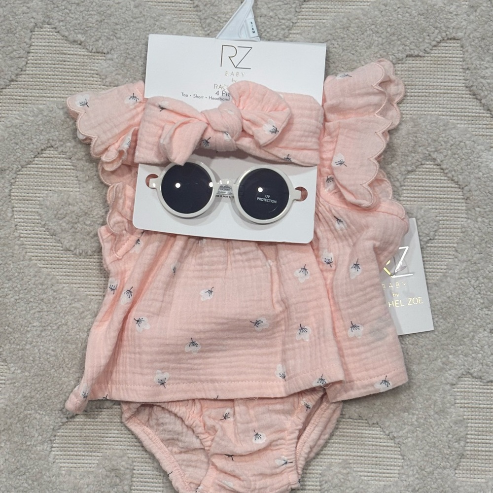 Rachel Zoe Pink Baby Outfit with Sunglasses